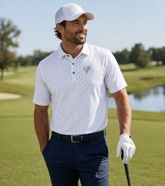 You Suck Men's Golf Ball w/Tee Tile Print Polo Shirt