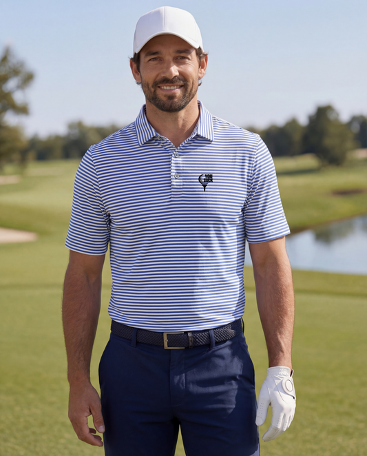 You Suck Men's Golf Ball w/Tee Stripe Print Polo Shirt