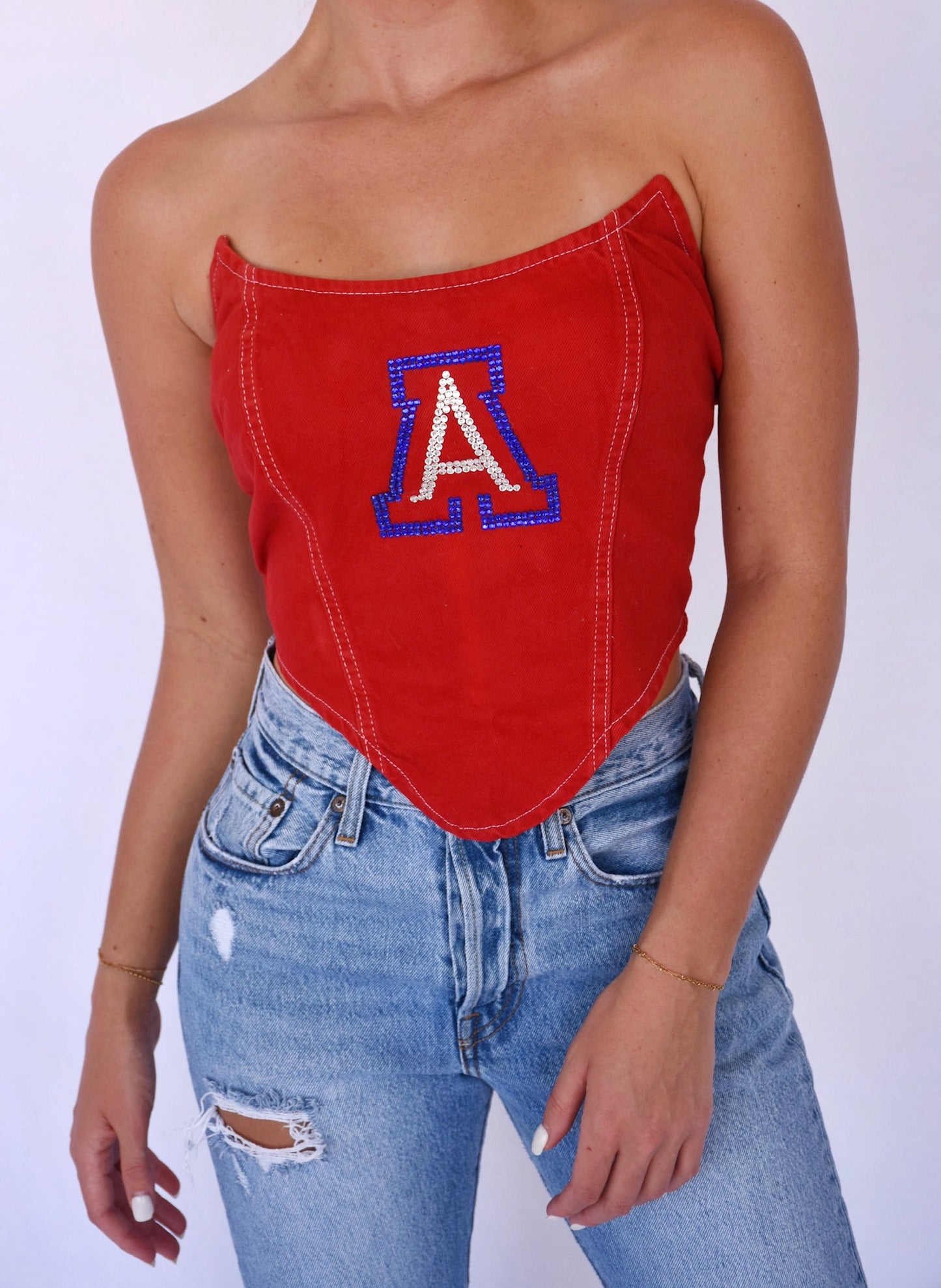 University of Arizona Red Denim Bling Corset