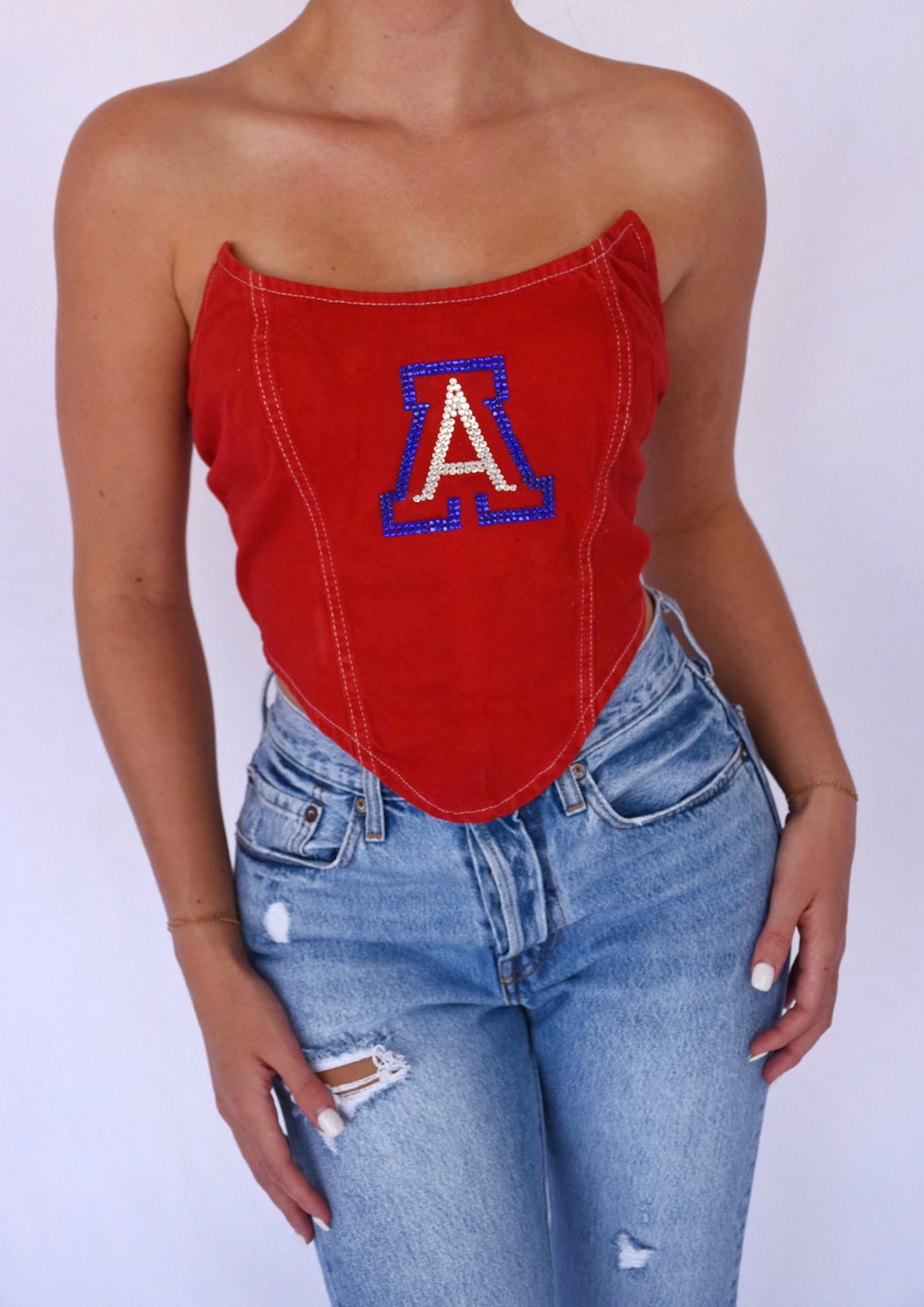 University of Arizona Red Denim Bling Corset