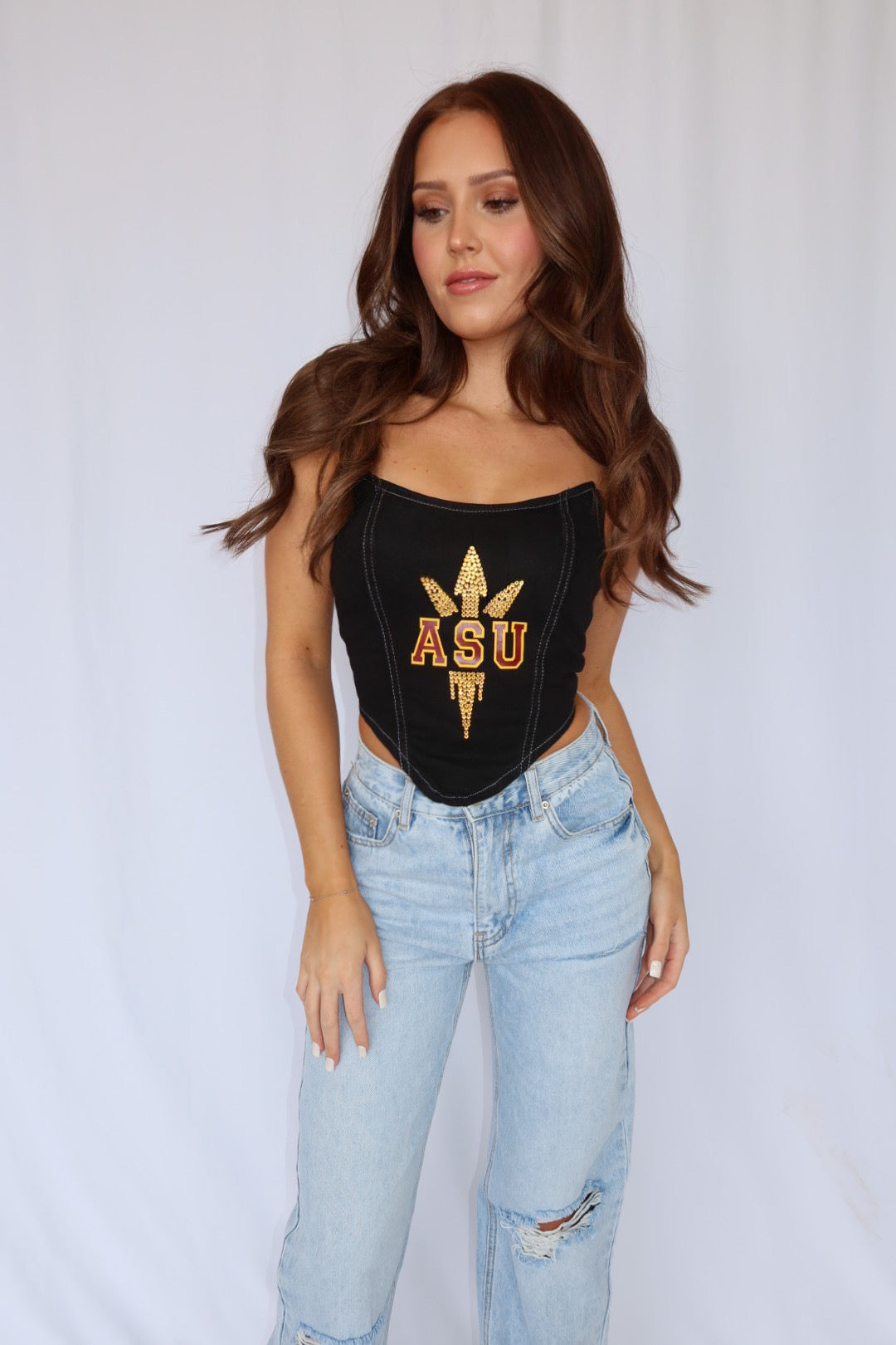 ASU Black Denim Bling Corset