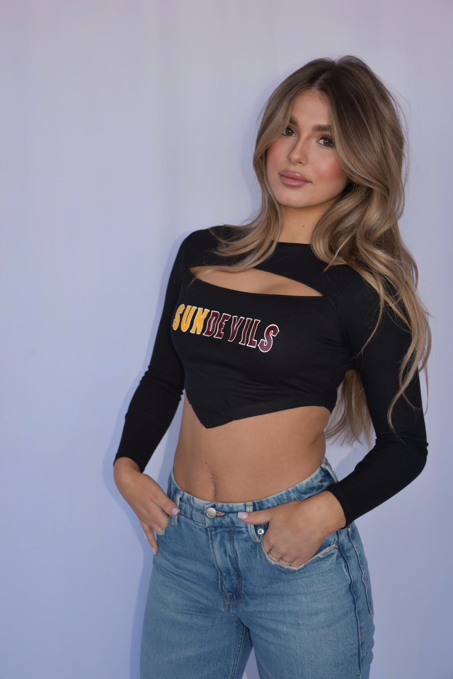 Black Chest Slit Long Sleeve - (2 Colors Available)